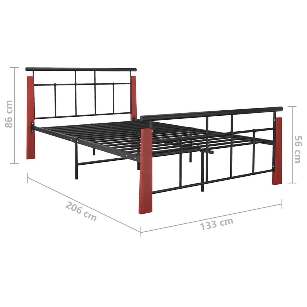 vidaXL Estrutura de cama 120x200 cm metal/madeira de carvalho maciça