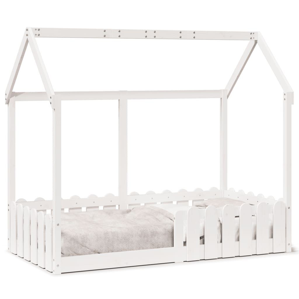 vidaXL Cama infantil formato casa 80x160 cm pinho maciço branco