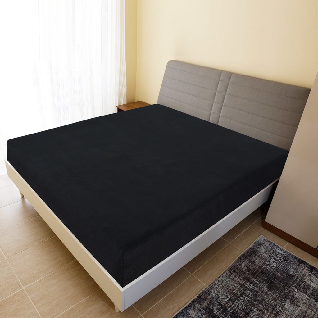 vidaXL Lençol ajustável 90x200 cm algodão jersey preto