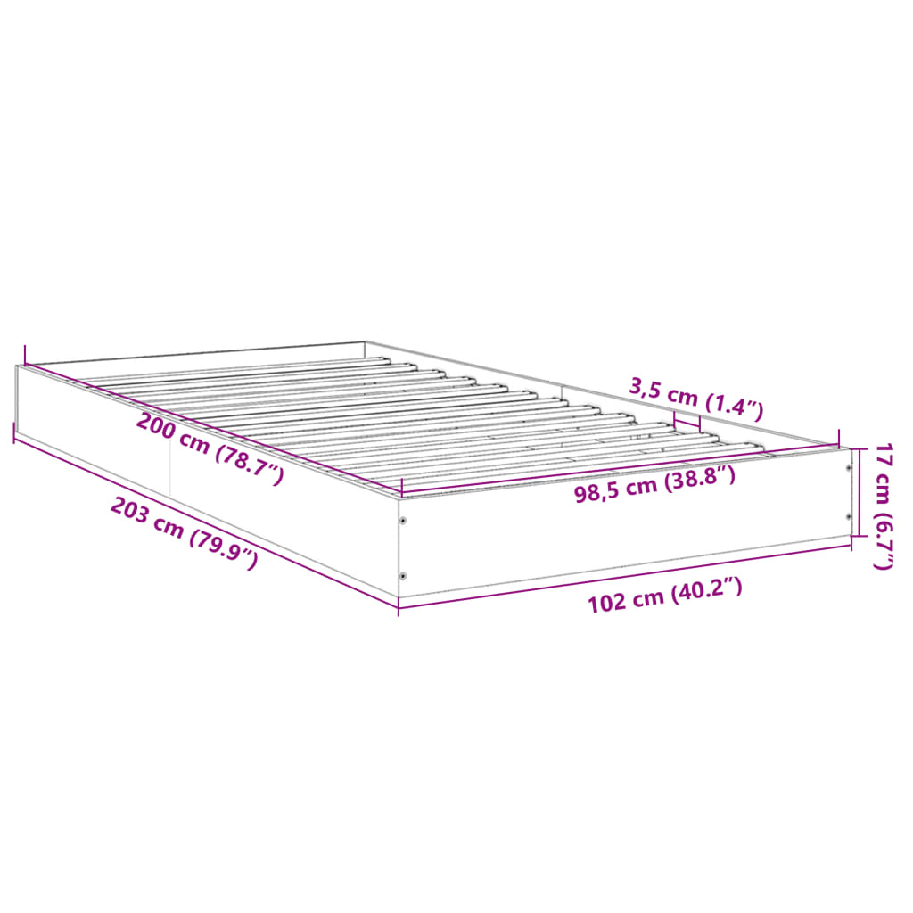 vidaXL Estrutura de cama 100x200 cm derivados de madeira preto