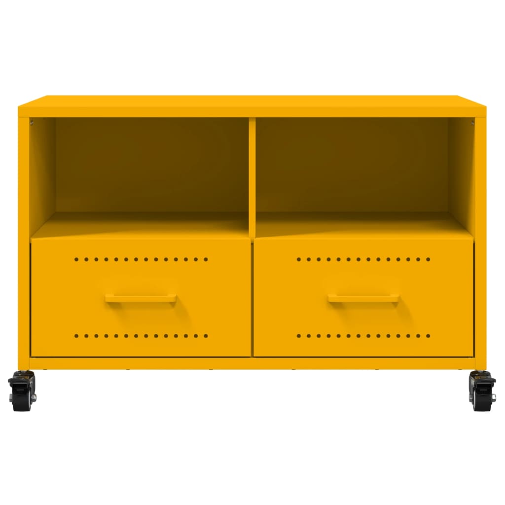 vidaXL Móvel de TV 68x39x43,5 cm aço amarelo mostarda