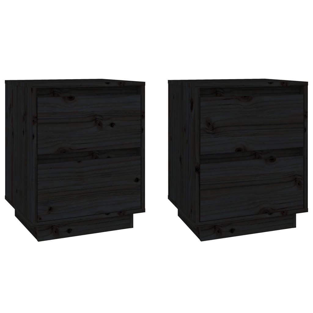 vidaXL Mesas de cabeceira 2 pcs 40x35x50 cm pinho maciço preto