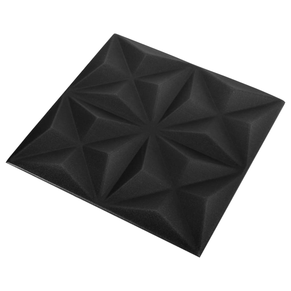 vidaXL Painéis de parede 3D 48 pcs 50x50 cm 12 m² origami preto