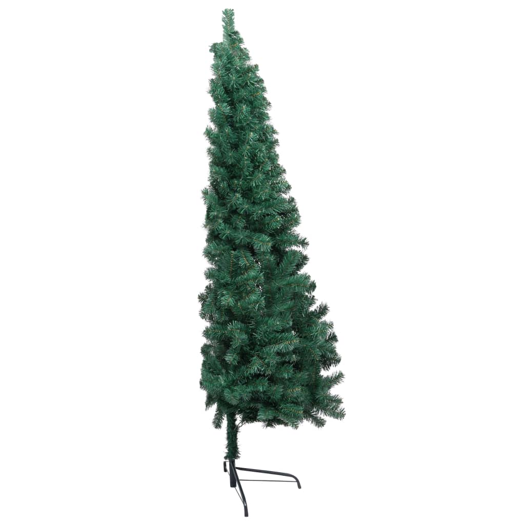 vidaXL Meia árvore Natal artificial pré-iluminada c/ bolas verde