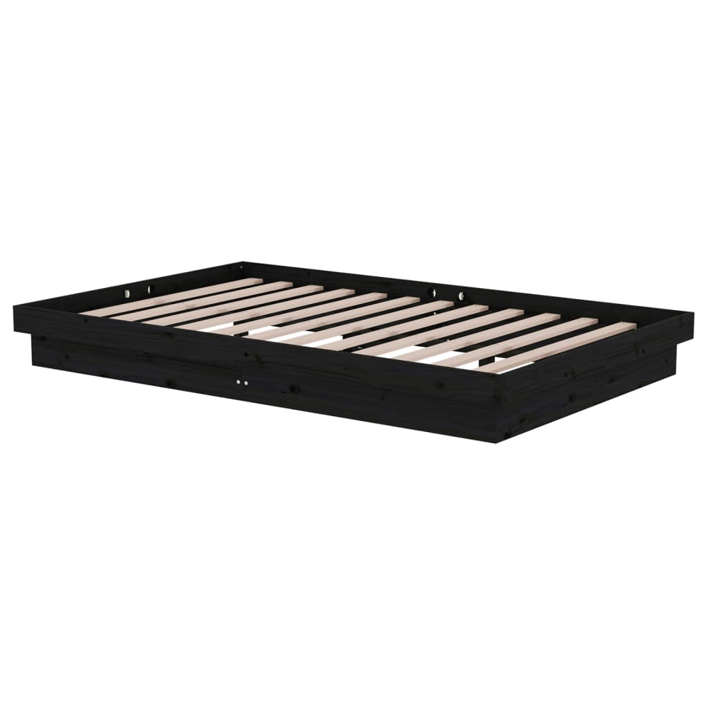 vidaXL Estrutura cama pequena casal 120x190 cm pinho maciço preto