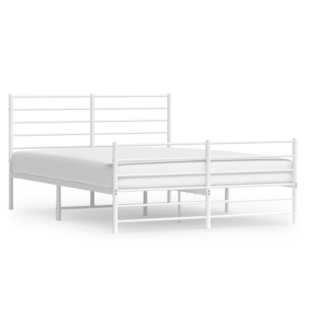 vidaXL Estrutura de cama com cabeceira e pés 140x190 cm metal branco