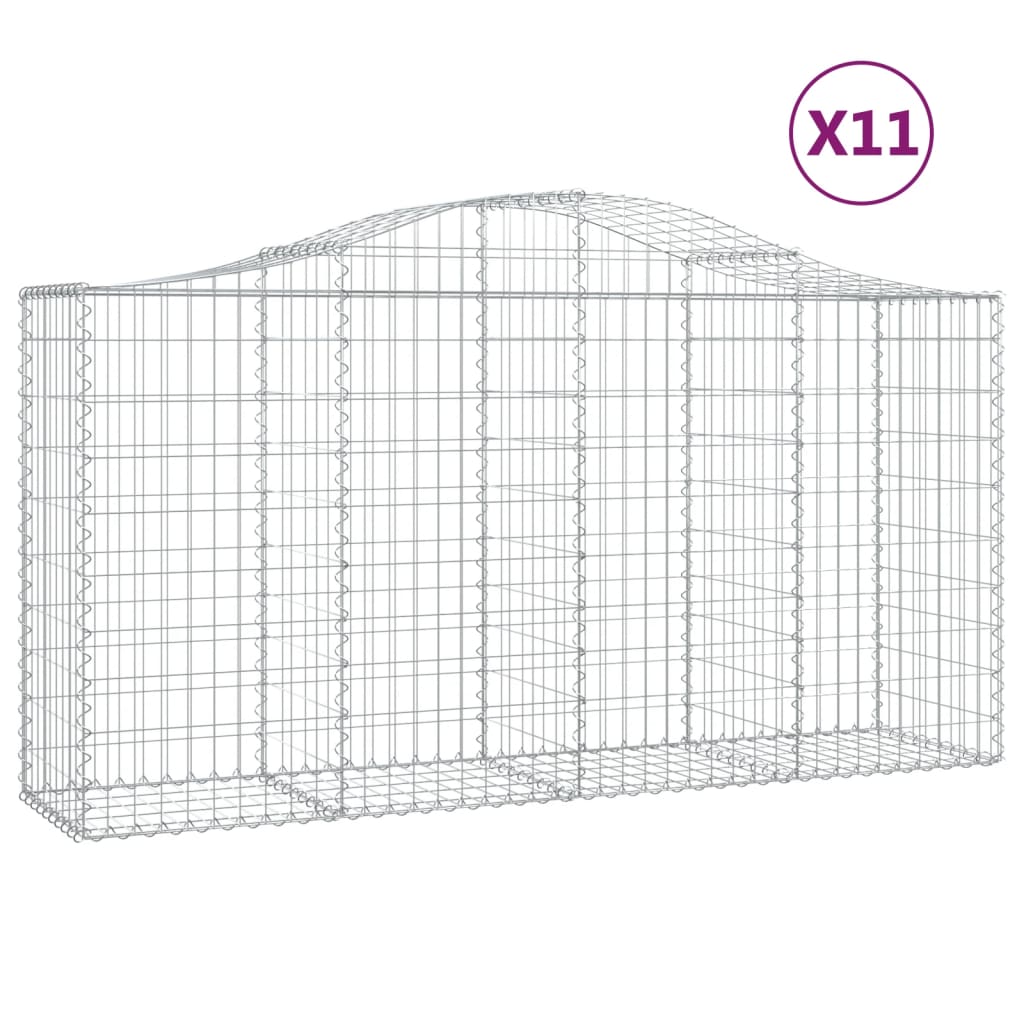 vidaXL Cestos gabião arqueados 11 pcs 200x50x100/120 ferro galvanizado