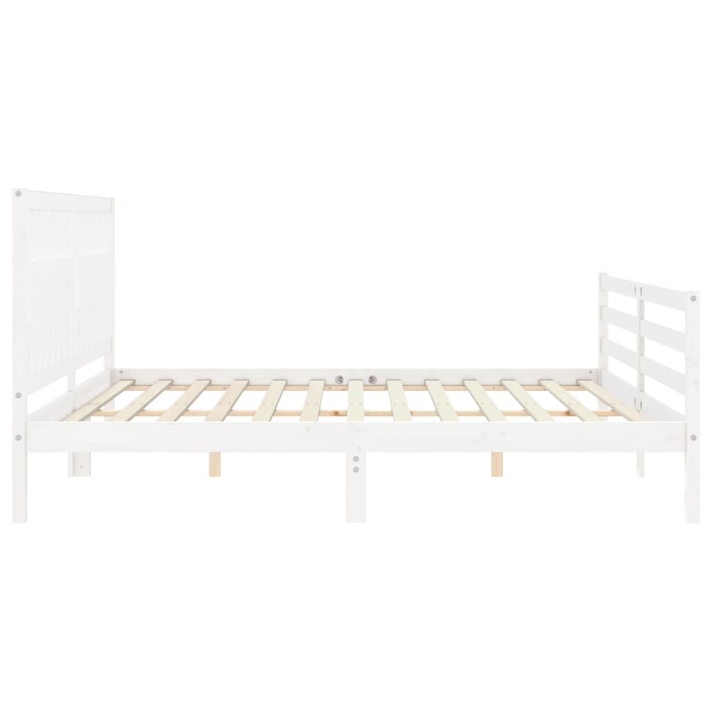 vidaXL Estrutura de cama com cabeceira 200x200cm madeira maciça branco