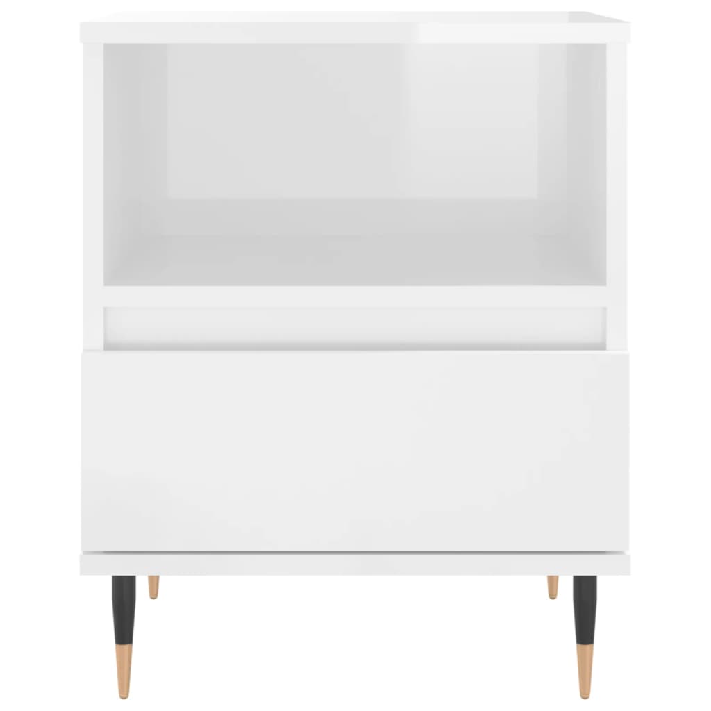 vidaXL Mesa de cabeceira 40x35x50cm derivados madeira branco brilhante