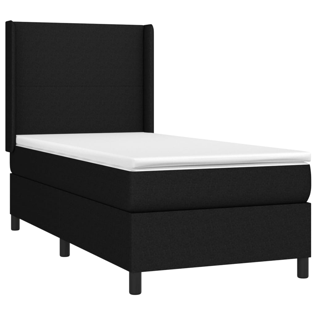 vidaXL Cama box spring c/ colchão e LED 90x190 cm tecido preto