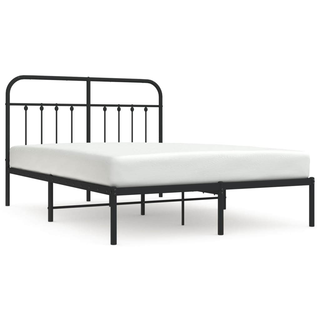 vidaXL Estrutura de cama com cabeceira 140x190 cm metal preto