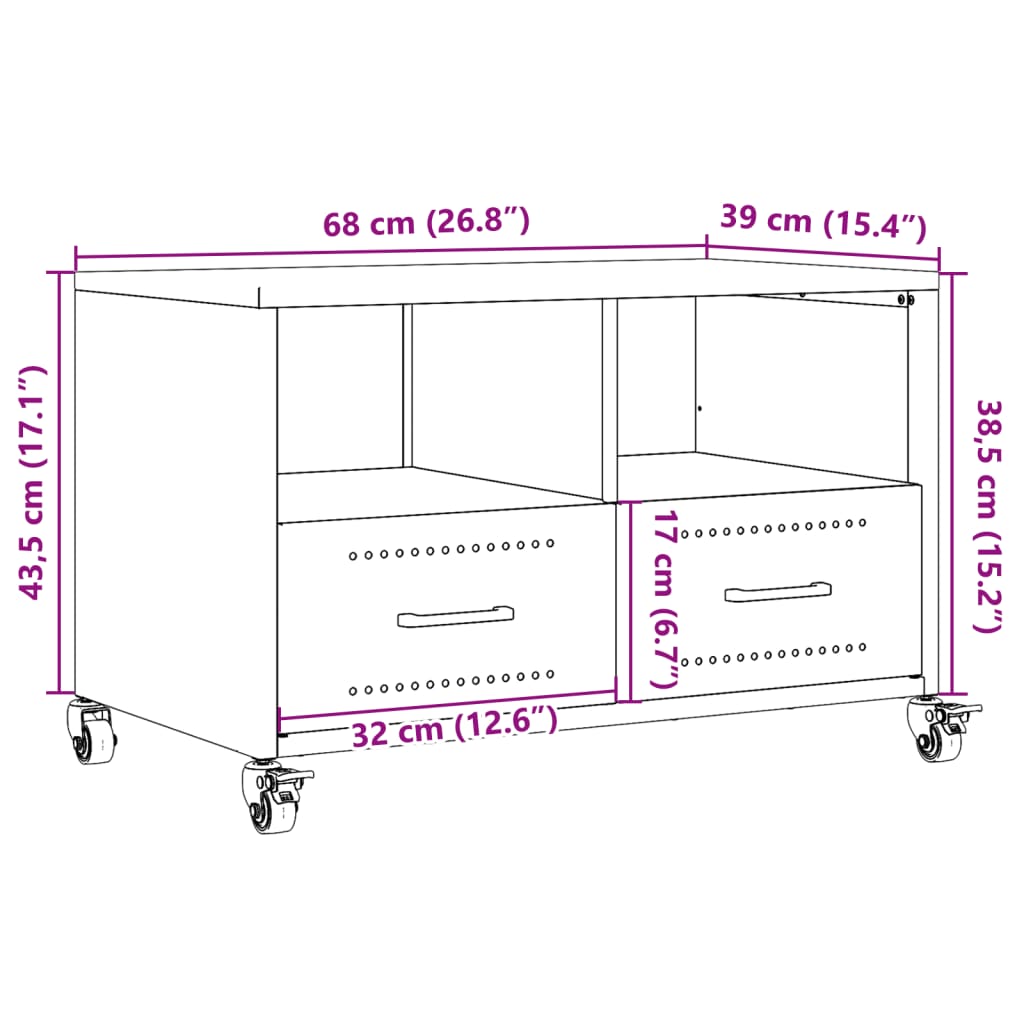 vidaXL Móvel de TV 68x39x43,5 cm aço antracite