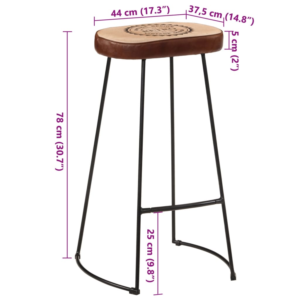 vidaXL Bancos de bar 2 pcs 44x37,5x78 cm castanho-escuro