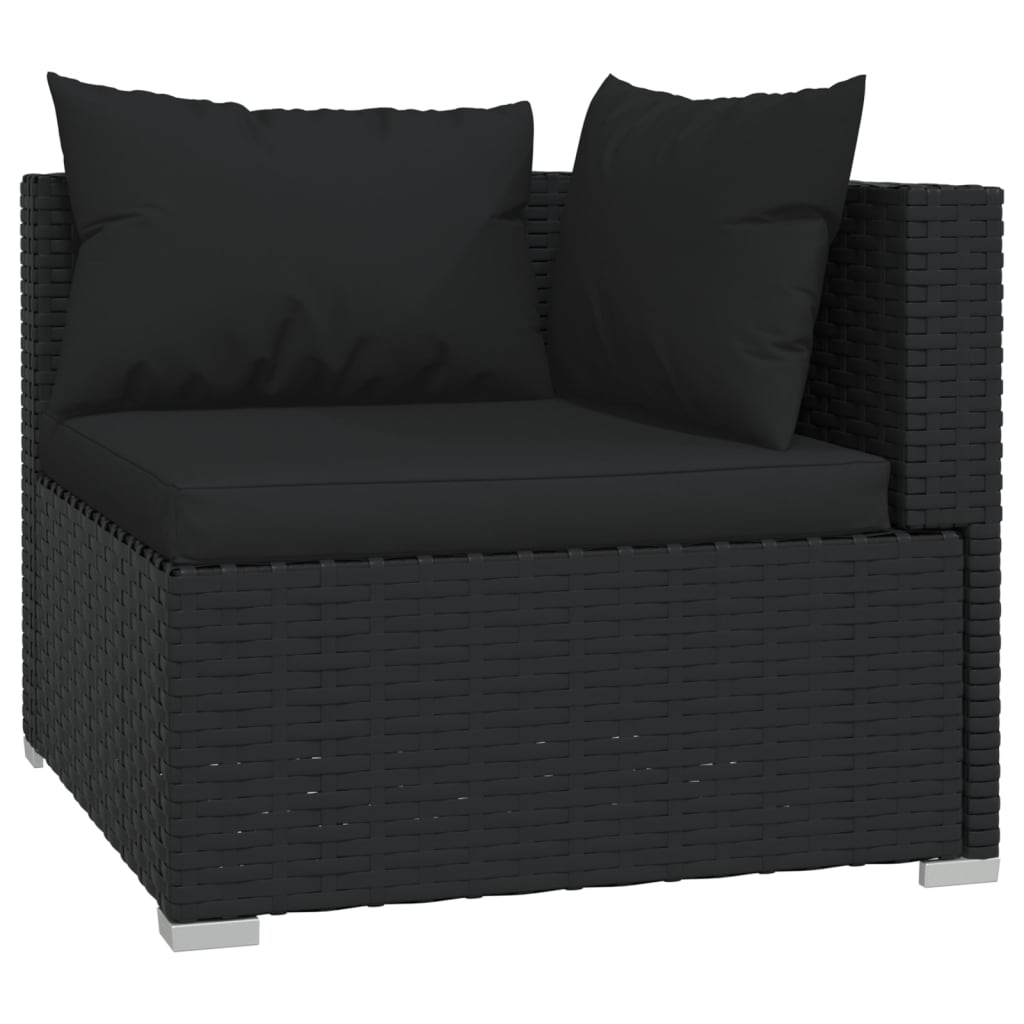 vidaXL 13 pcs conjunto lounge de jardim c/ almofadões vime PE preto