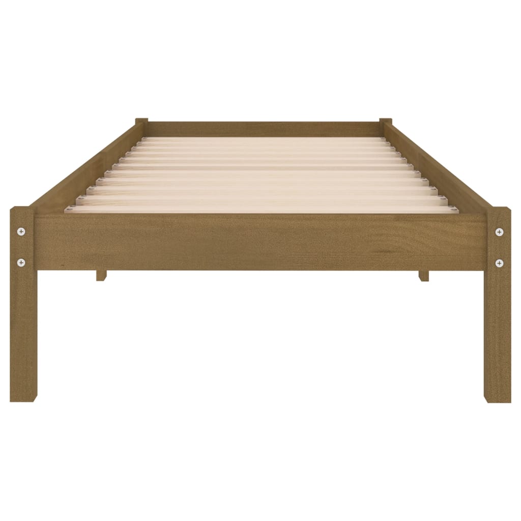 vidaXL Estrutura de cama 90x200 cm pinho maciço castanho mel