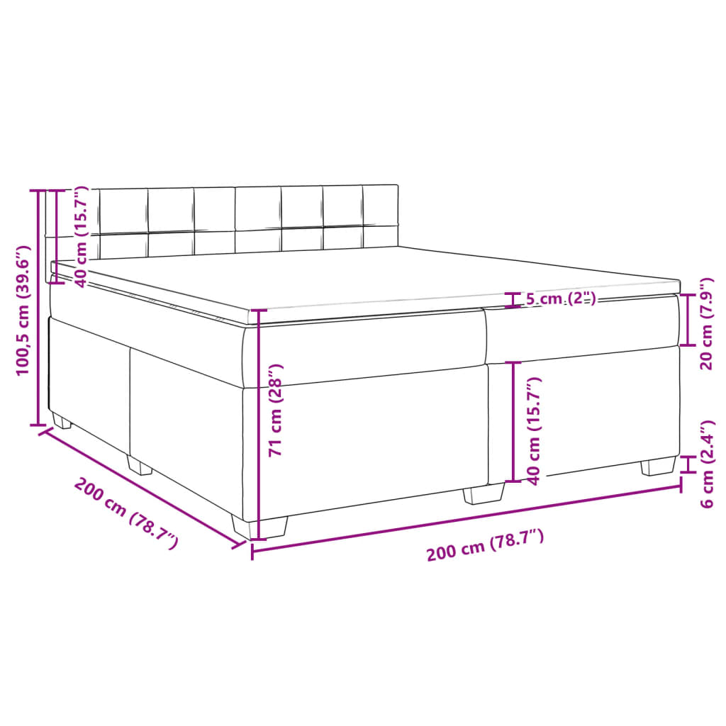 vidaXL Cama com molas/colchão 200x200 cm veludo cinzento-claro