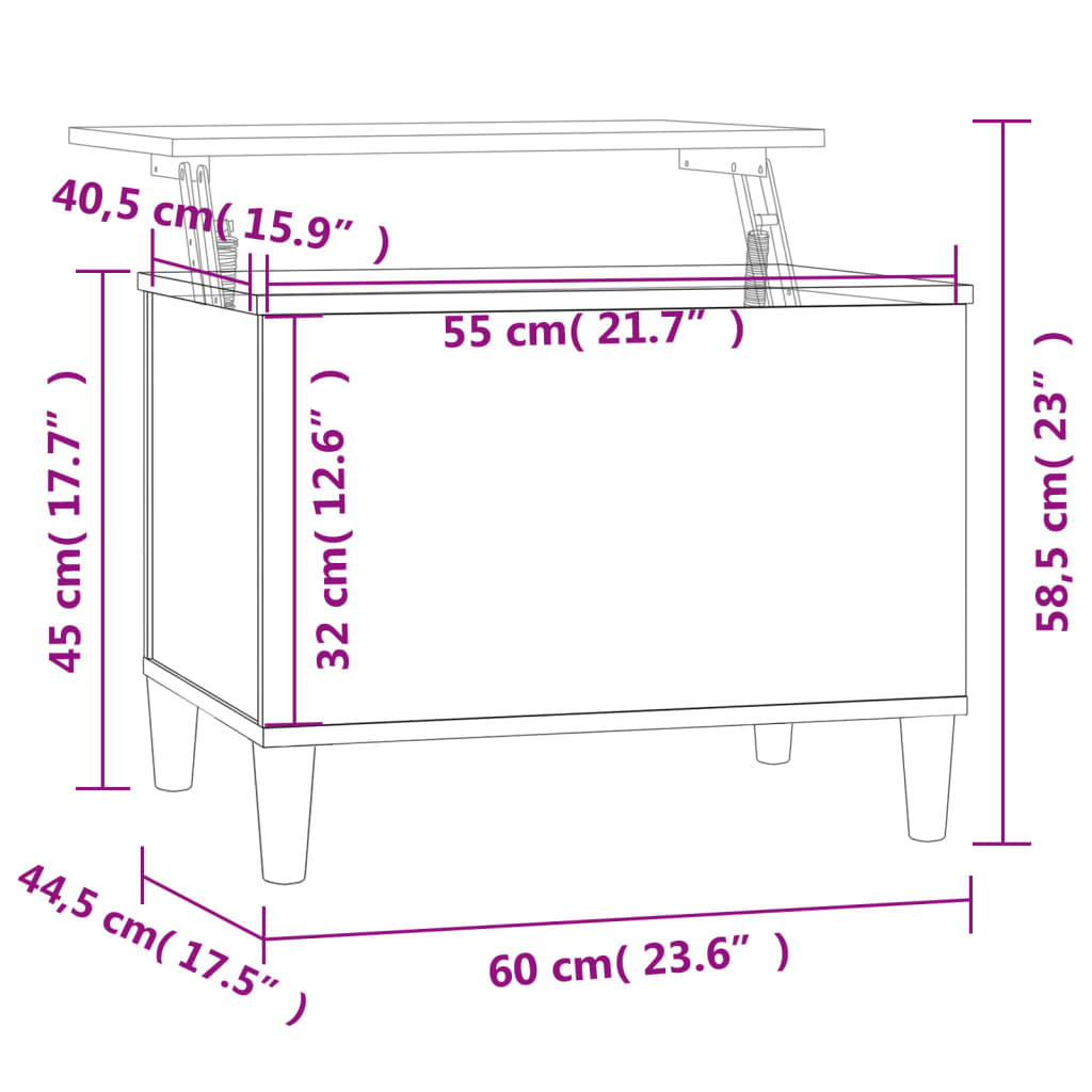 vidaXL Mesa centro 60x44,5x45 cm derivados madeira carvalho castanho