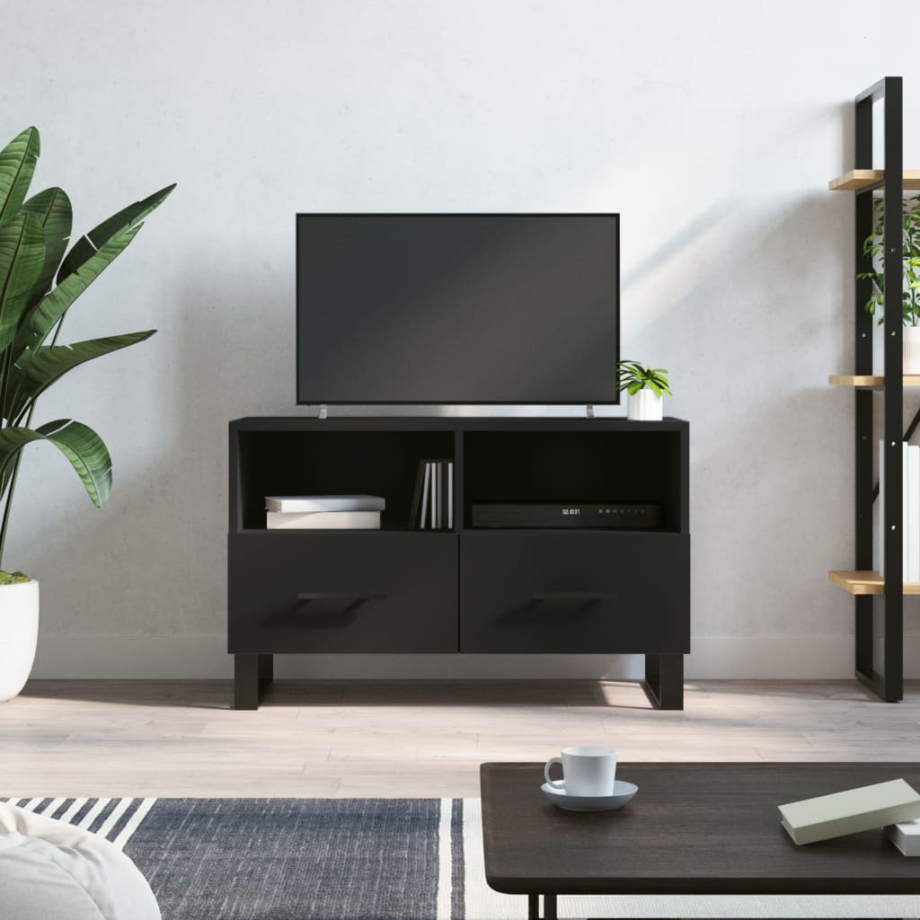 vidaXL Móvel p/ TV 80x36x50 cm derivados de madeira preto