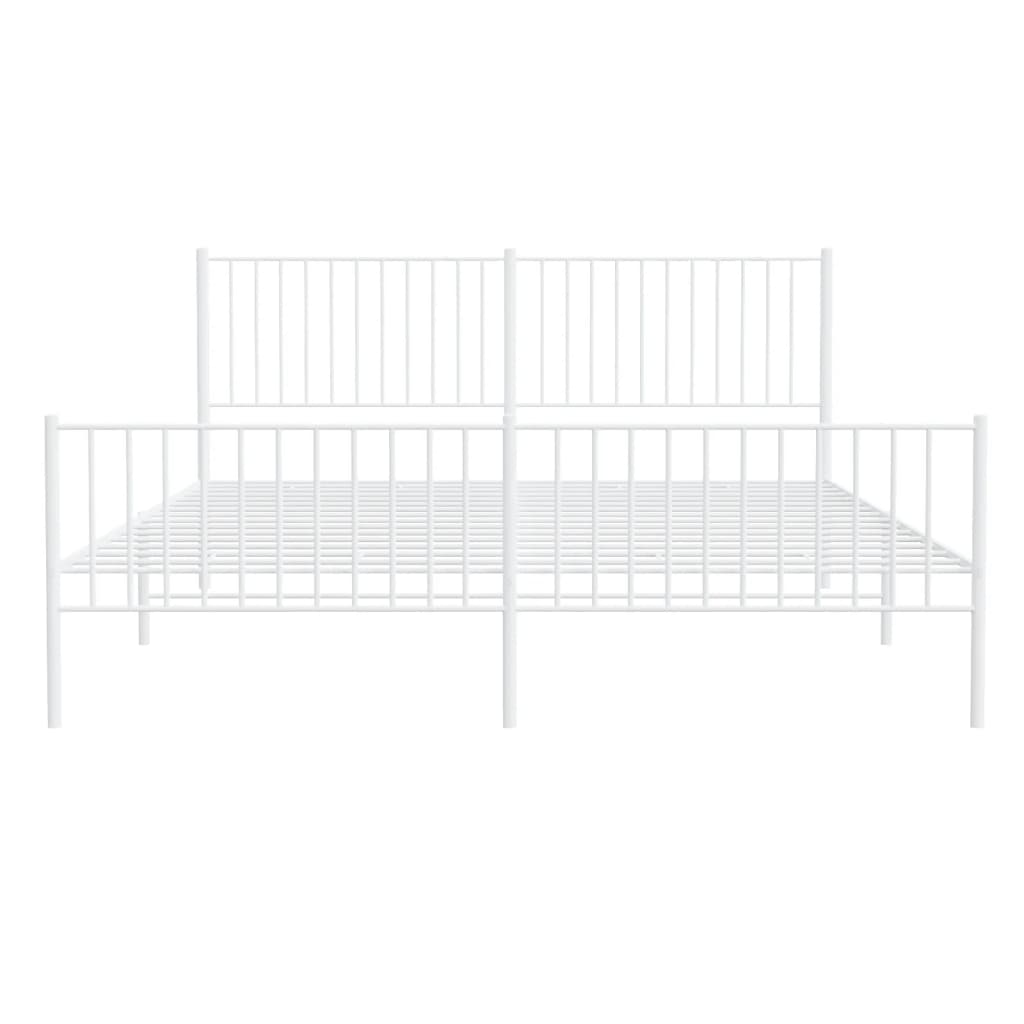 vidaXL Estrutura de cama com cabeceira e pés 180x200 cm metal branco