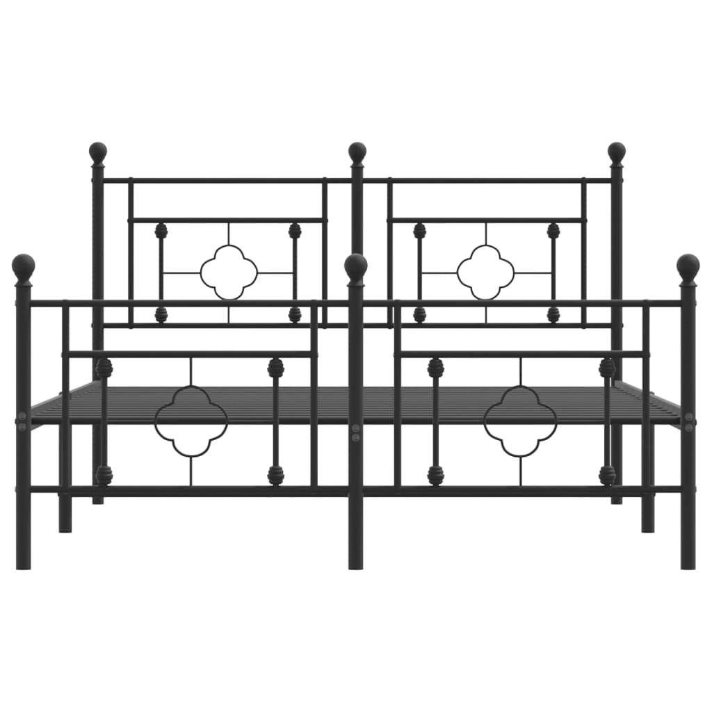 vidaXL Estrutura de cama com cabeceira e pés 135x190 cm metal preto