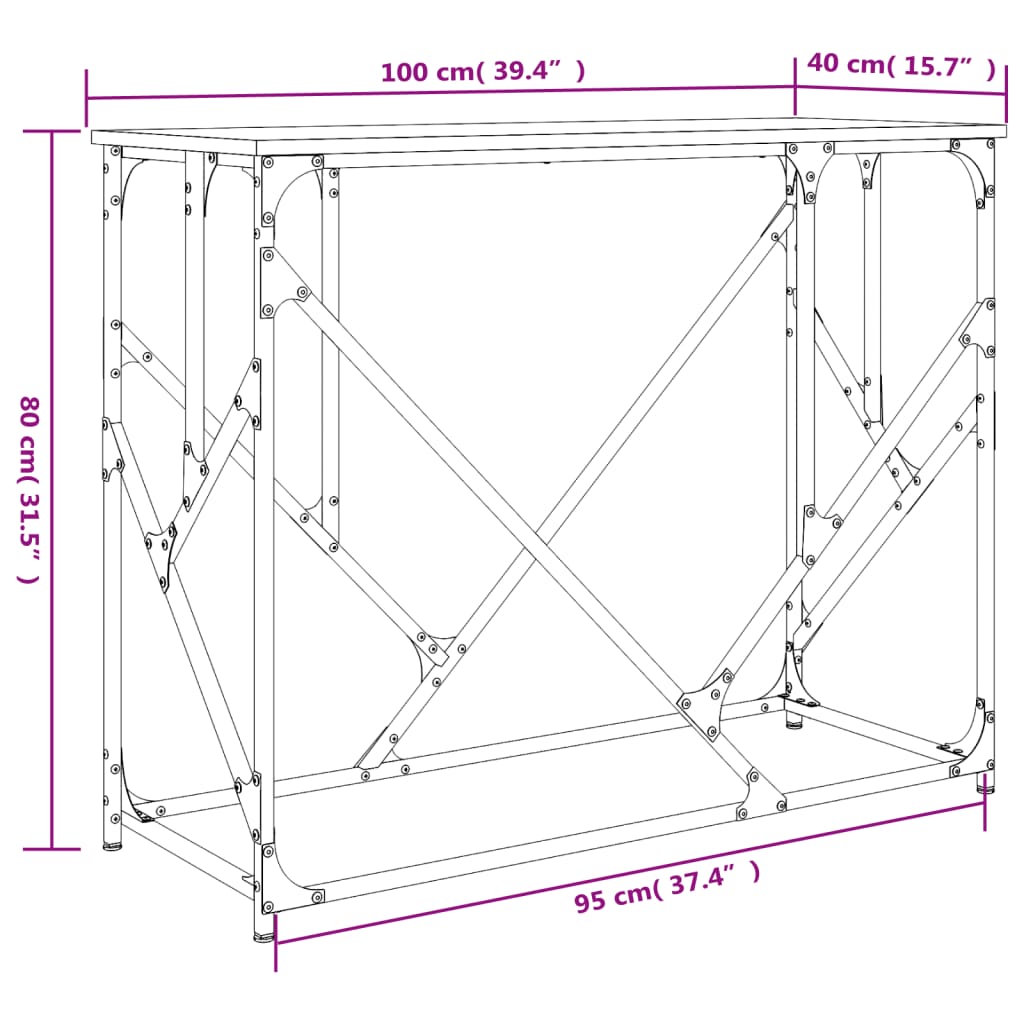 vidaXL Mesa consola 100x40x80 cm derivados de madeira preto