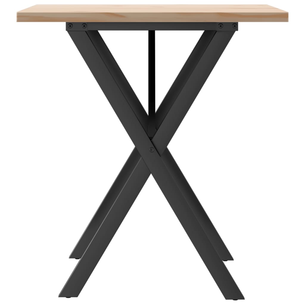 vidaXL Mesa de jantar estrutura em X 70x70x75,5 cm pinho/ferro fundido