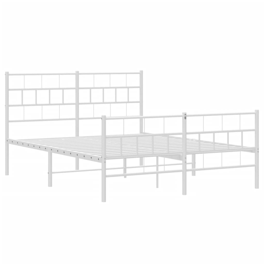 vidaXL Estrutura de cama com cabeceira e pés 150x200 cm metal branco