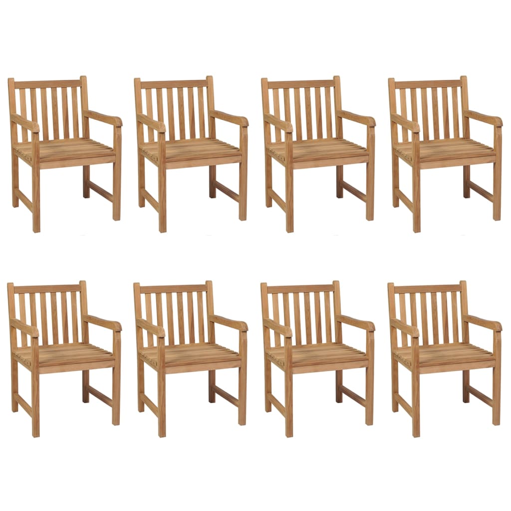 vidaXL Cadeiras de jardim c/ almofadões branco nata 8 pcs teca maciça