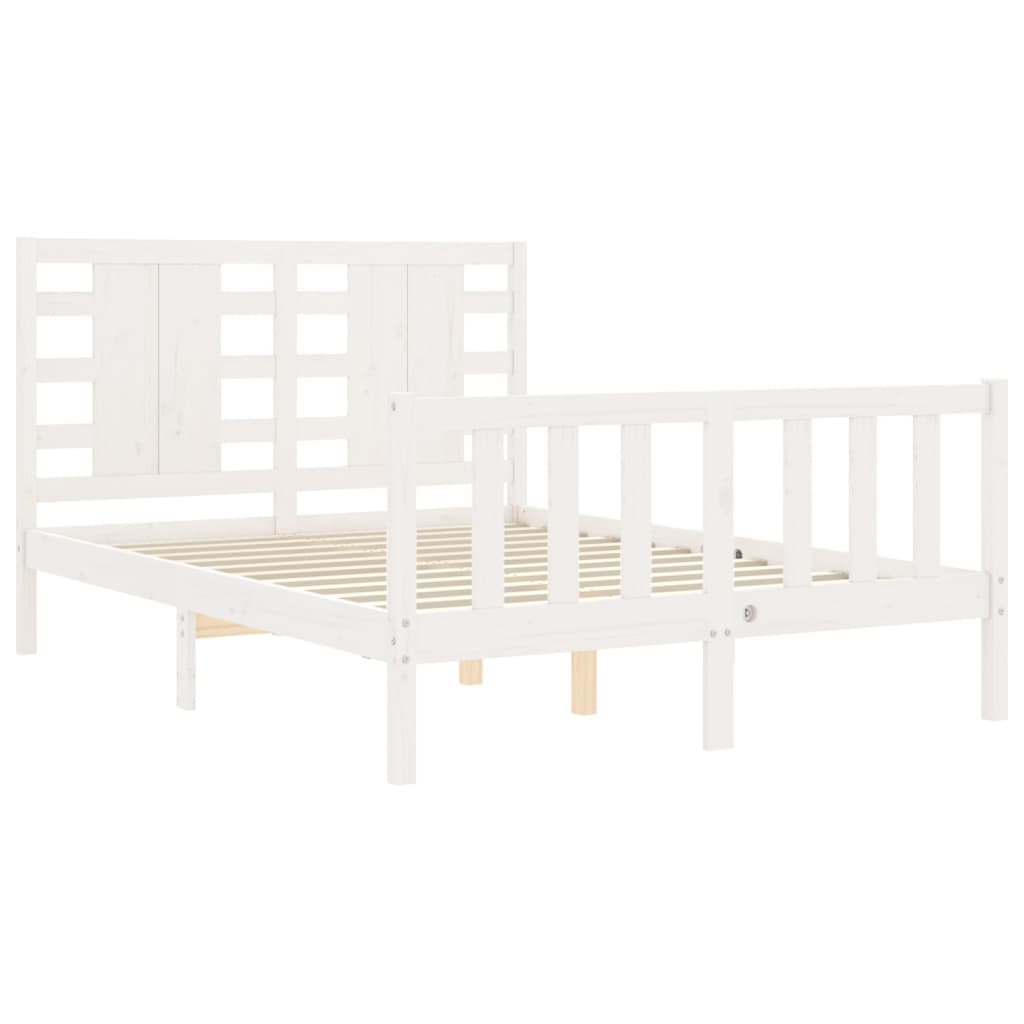 vidaXL Estrutura de cama com cabeceira 120x200cm madeira maciça branco