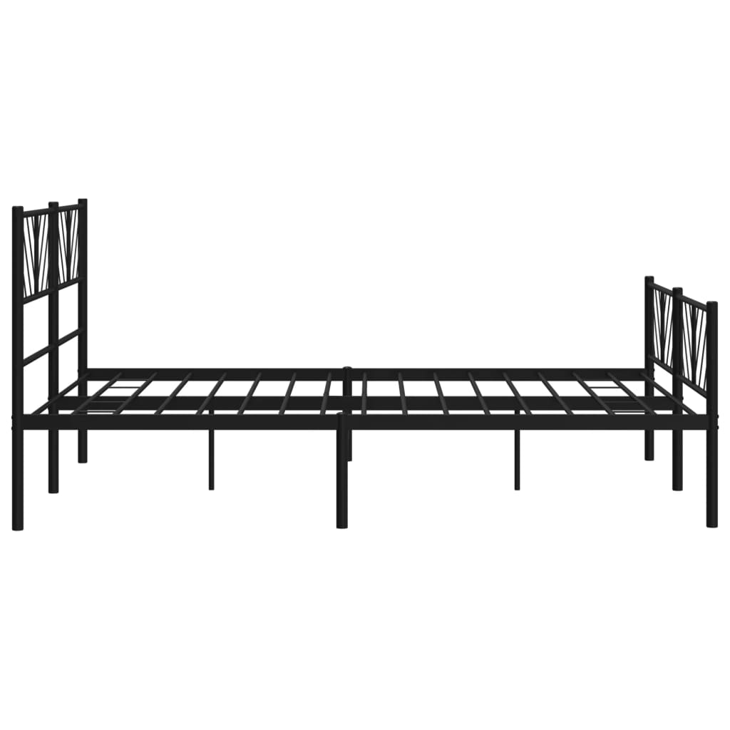 vidaXL Estrutura de cama com cabeceira e pés 135x190 cm metal preto