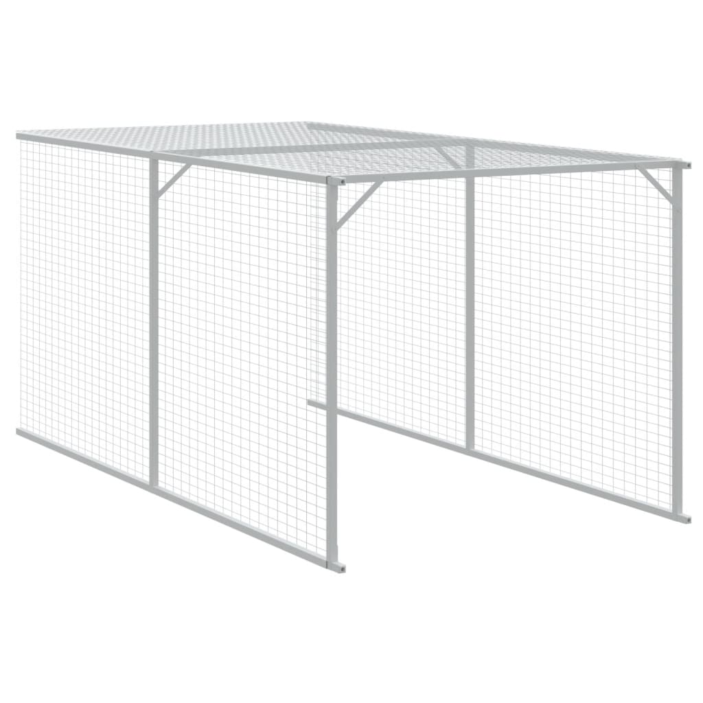 vidaXL Galinheiro com anexo 117x609x123 cm aço galvanizado cinza-claro