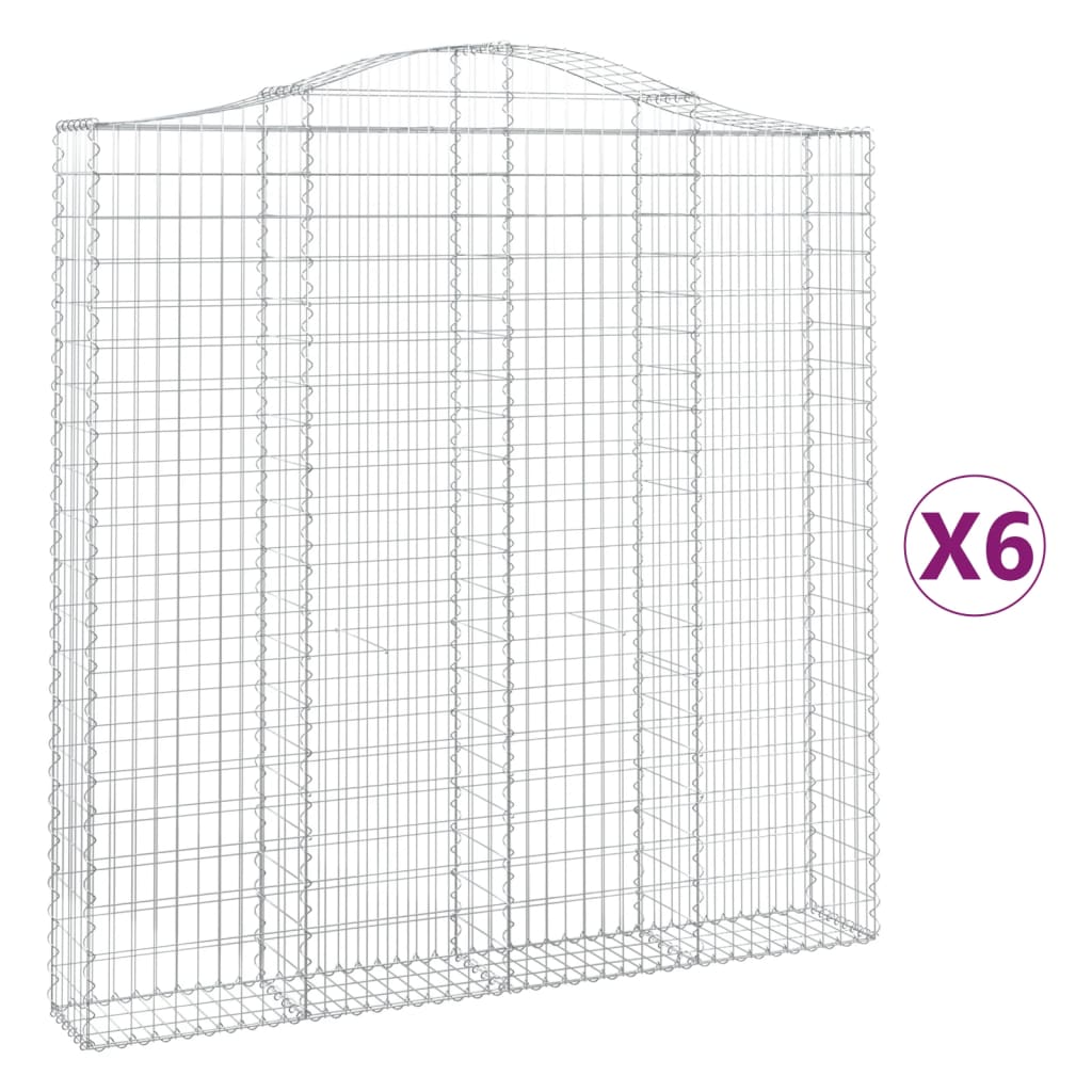 vidaXL Cestos gabião arqueados 6pcs 200x30x200/220cm ferro galvanizado