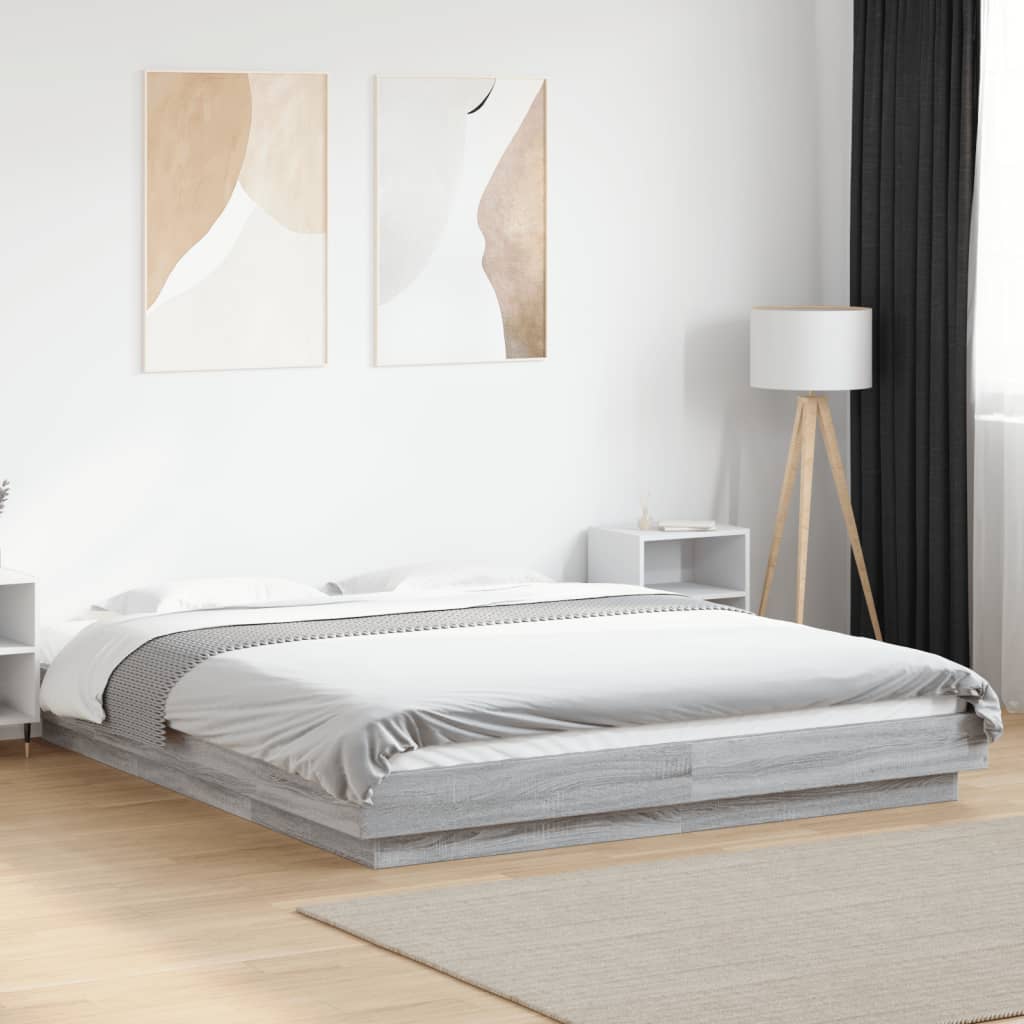 vidaXL Estrutura de cama 160x200 cm derivados de madeira cinza sonoma