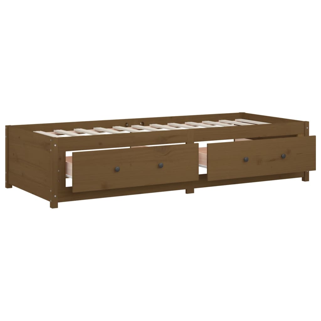 vidaXL Sofá-cama 90x200 cm madeira de pinho maciça castanho mel