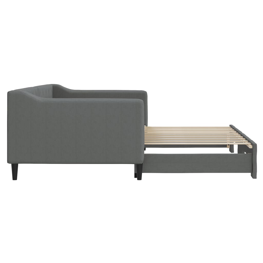 vidaXL Sofá-cama com gavetão 90x190 cm tecido cinzento-escuro