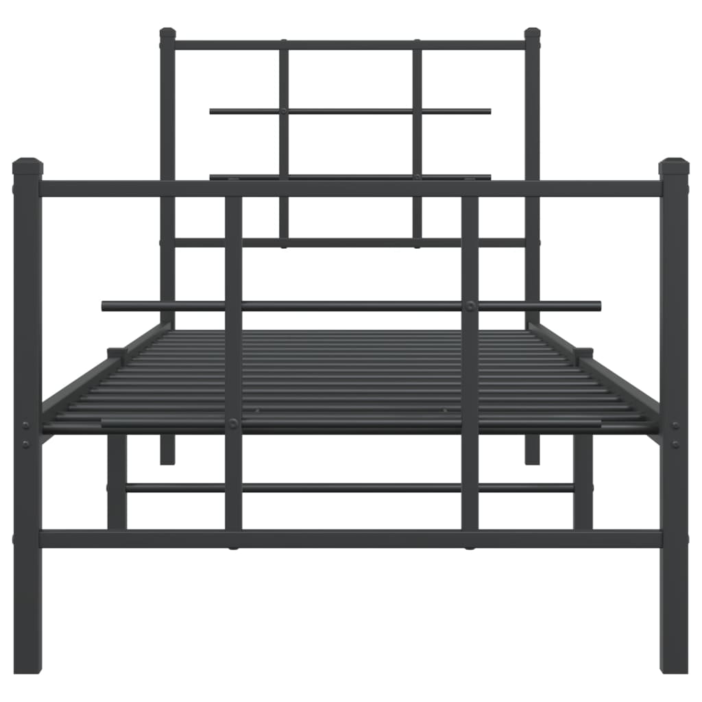 vidaXL Estrutura de cama com cabeceira e pés 75x190 cm metal preto