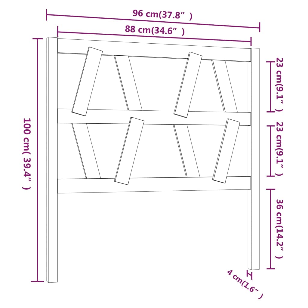 vidaXL Cabeceira de cama 96x4x100 cm pinho maciço castanho mel