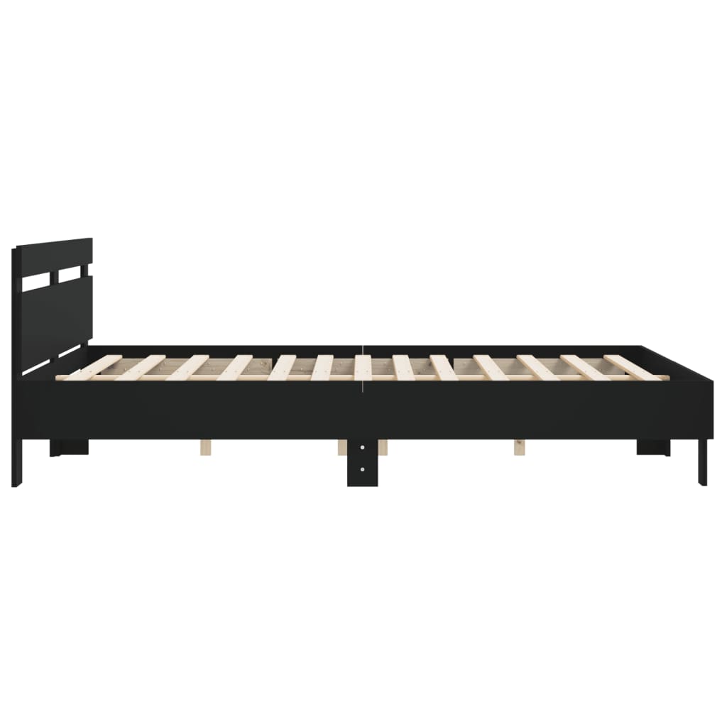 vidaXL Estrutura cama c/ cabeceira 200x200 cm derivados madeira preto