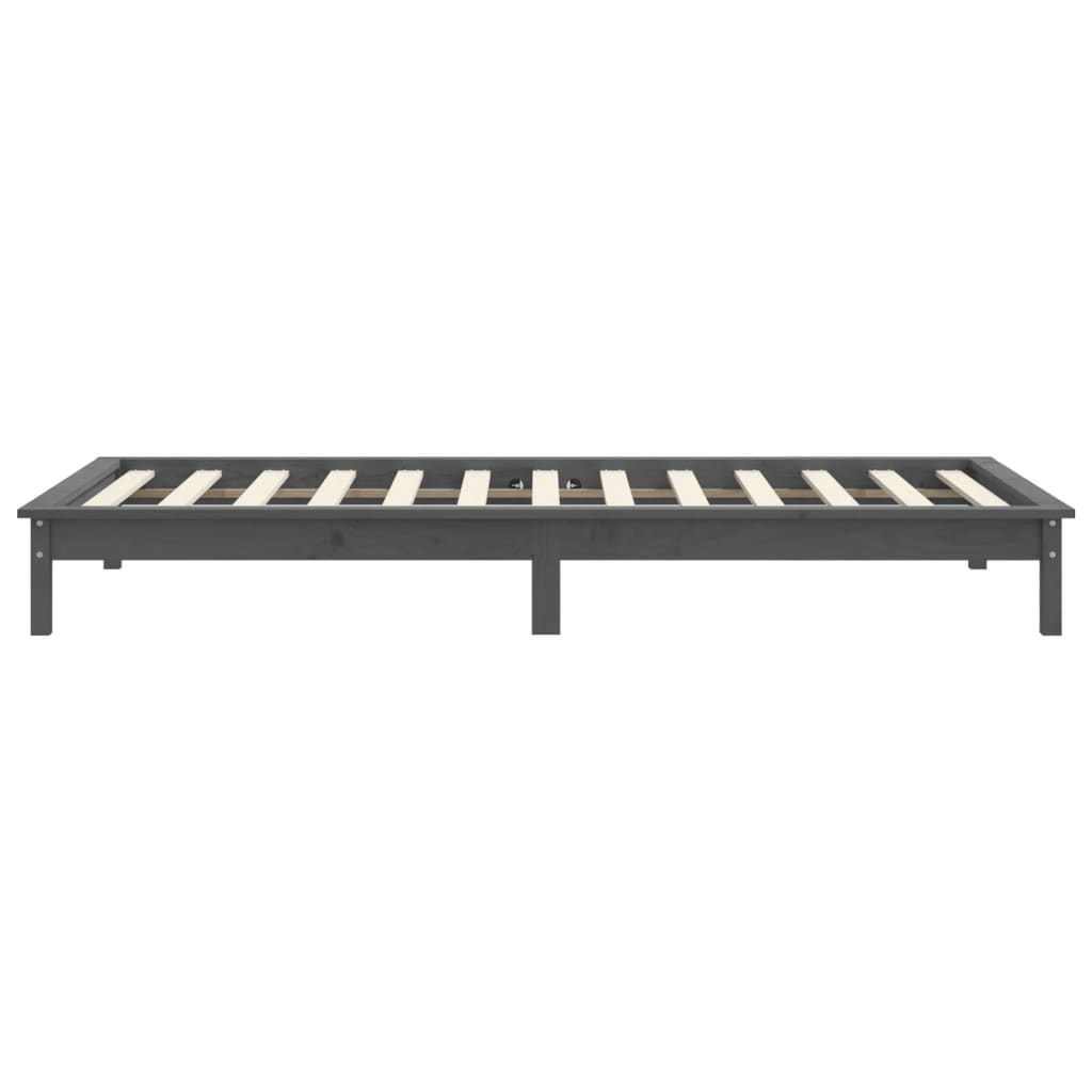 vidaXL Estrutura de cama de solteiro 90x190 cm pinho maciço cinzento