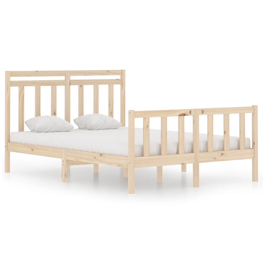 vidaXL Estrutura de cama casal 135x190 cm madeira maciça