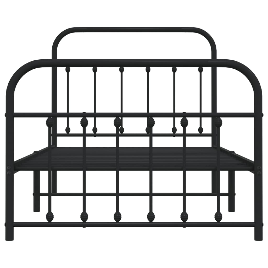 vidaXL Estrutura de cama com cabeceira e pés 100x190 cm metal preto