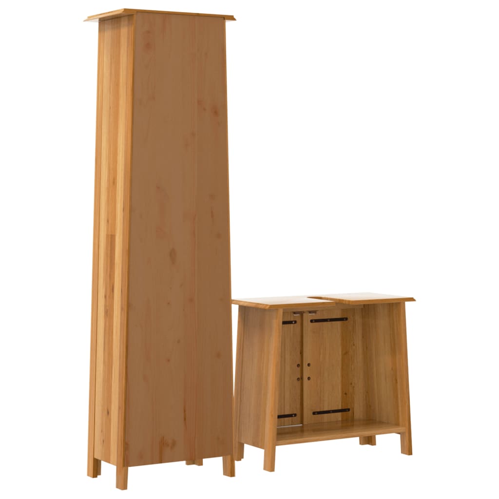 vidaXL 2 pcs conjunto móveis p/ casa de banho madeira de pinho maciça