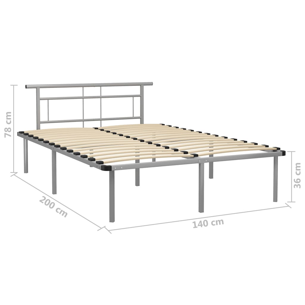 vidaXL Estrutura de cama metal 140x200 cm cinzento