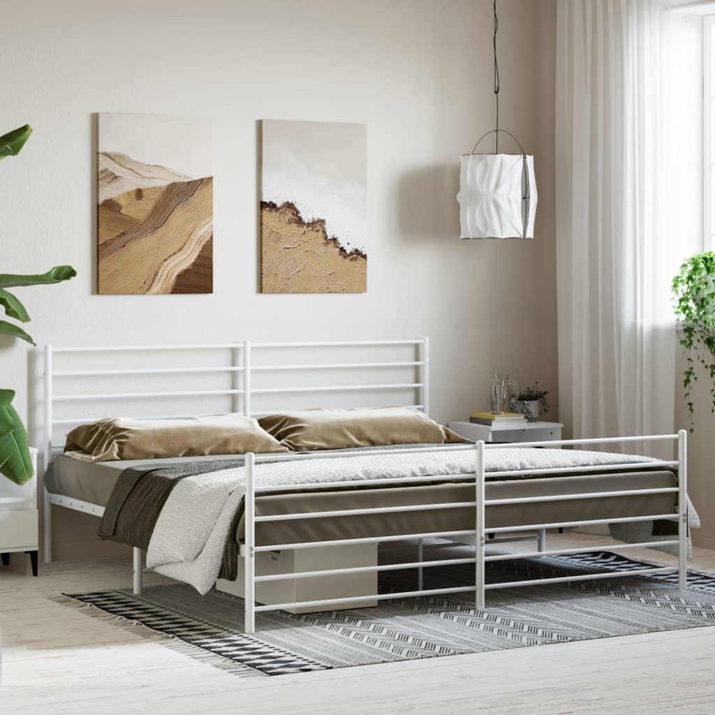 vidaXL Estrutura de cama com cabeceira e pés 183x213 cm metal branco