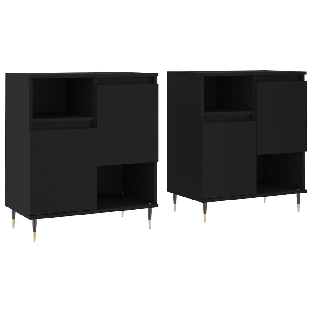 vidaXL Aparadores 2 pcs derivados de madeira preto