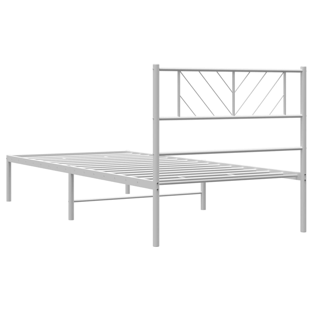 vidaXL Estrutura de cama em metal com cabeceira 107x203 cm branco