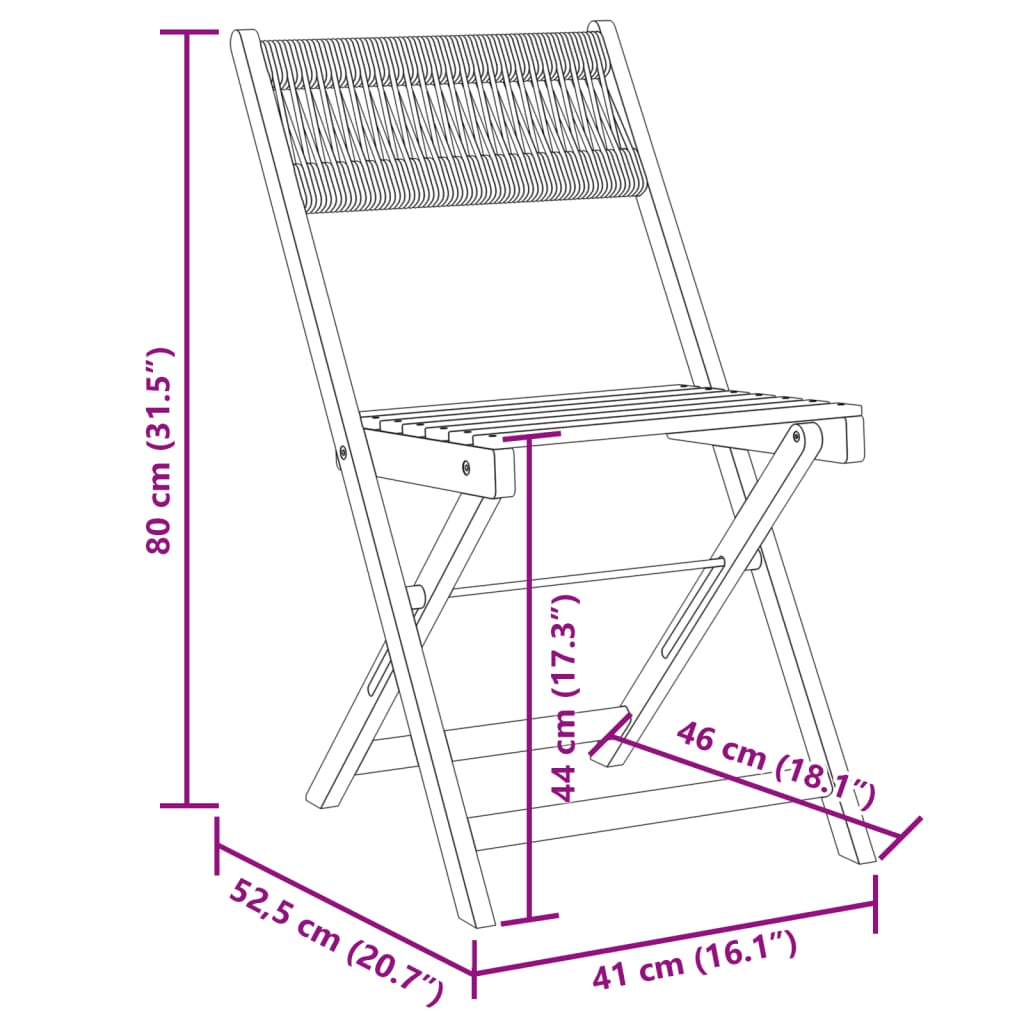 vidaXL Cadeiras de bistrô 2 pcs acácia maciça e corda cinzento