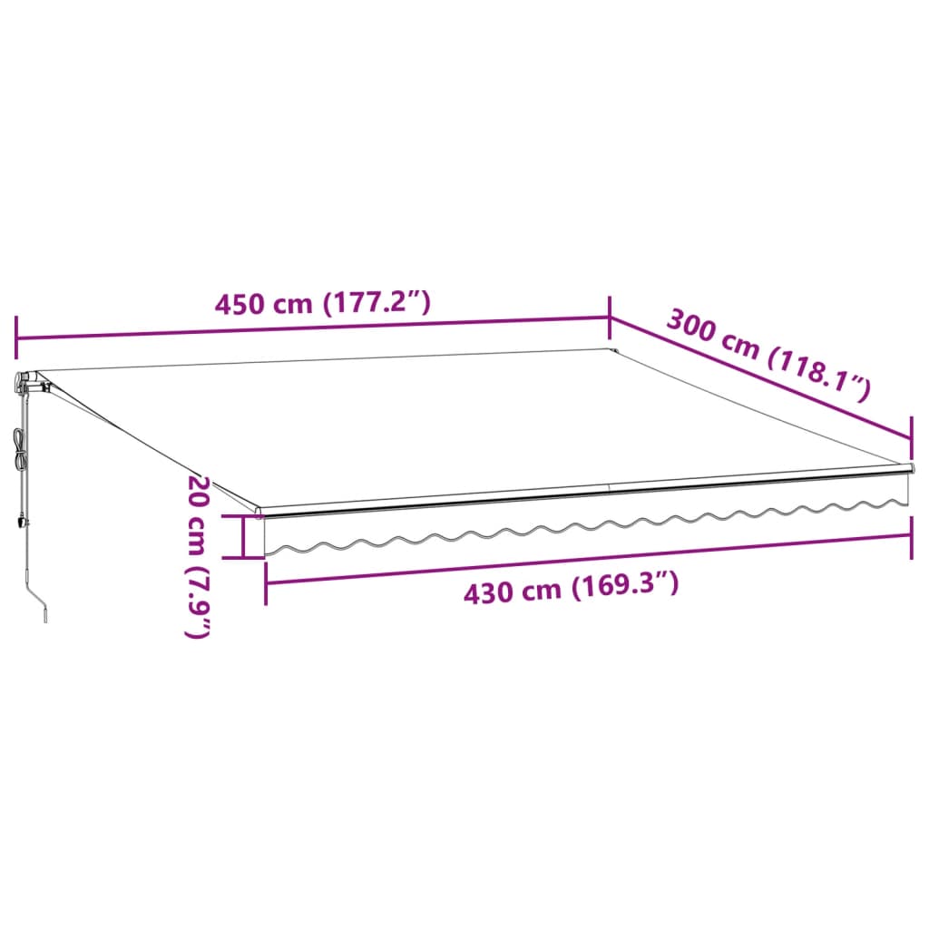 vidaXL Toldo retrátil automático 450x300 cm castanho