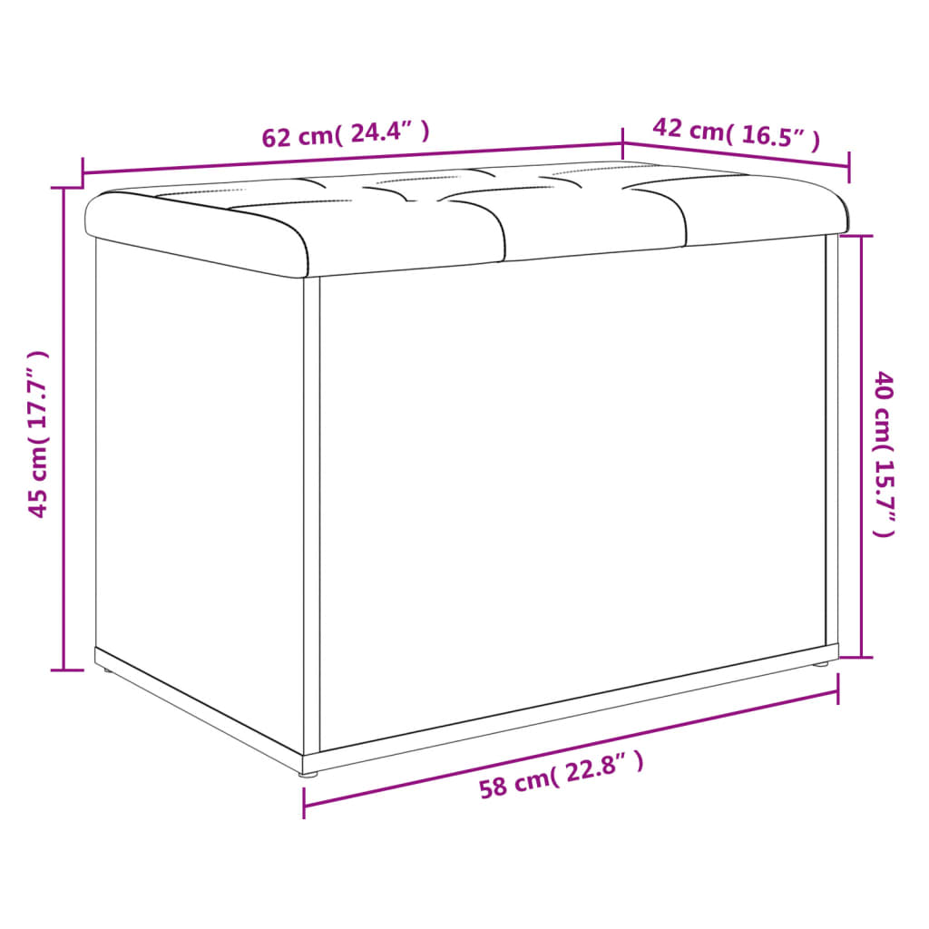 vidaXL Banco de arrumação 62x42x45cm derivados madeira cinzento sonoma