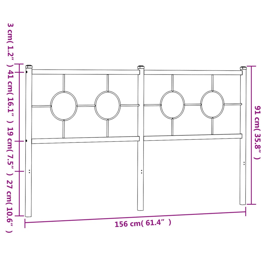 vidaXL Cabeceira de cama 150 cm metal preto